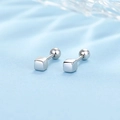 Minimalist silver cube stud earrings featuring a secure screw ball back closure - Cube - Silver