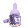 Kids purple crossbody chest bag with transparent PVC window and colorful glitters - Purple