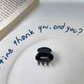 Mini acetic acid heart hair claw clip in navy blue and cream white for girls - Black and Beige