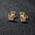 Hollow geometric fox stud earrings in rose gold finish with minimalist origami design - Cat / Rose Gold