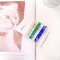 Three-piece acetate hair clip set in cream, green marble, and blue marble on display card - Style C 6CM