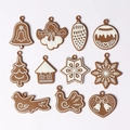 Classic brown gingerbread Christmas ornaments featuring 11 festive shapes with white cream details - Small Size Series (11Pcs)