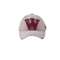 Vue détaillée de la casquette en coton délavé avec écusson W vintage et logo latéral - Tour de tête adulte (56-60cm) / Poche zippée