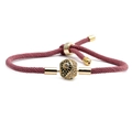 Adjustable purple braided rope bracelet with yin yang pavé bead and gold accents - Pink Rope Gold Yin Yang