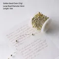 French retro style 8mm golden pearl bead chain roll for jewelry DIY projects - Gold Round Beaded Chain (10m)