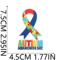 Detailed view of Autism Awareness Day embroidered patch with dimensions 7.5x4.5cm - No.25-Stripe Autism Awareness Day