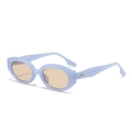 Y2K vintage oval sunglasses with light blue translucent frames and orange lenses - Lake Blue Frame Tea Lens