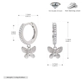 Dimensions des boucles d'oreilles nœud en argent 925 avec zircons 5A et mesures détaillées - Argent 925 / Argenté