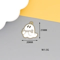 White ghost enamel charm with bone and gold metal edges for Halloween DIY jewelry - Ghost