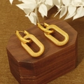 18K gold plated stainless steel double link earrings with ribbed texture design - Paperclip Ear Buckle Gold / Gold
