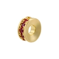 18K gold-plated spacer bead with red zircon pavé in a circular wheel shape - Gold Plated Rose Red Zirconia