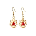 Detail of festive Christmas bell earrings with red oil drip and golden bow accents - Red Drip Oil Bell with Bow