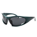Y2K steampunk sunglasses in dark green frames with deep gray lenses shown in a side view - Dark Green (C2)
