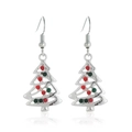 Silver hollow Christmas tree earrings with red and green rhinestones and fish hooks - Christmas Tree (Earring)