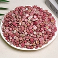 Polished natural pink rose quartz and rhodonite crystal stones in a white plate - Rosewood Grain (7-9mm) 100g