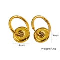Chic 18K gold plated stainless steel hoop earrings with 14mm round disc charms - Gold Smooth Disc
