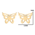 Golden butterfly stud earrings in stainless steel with hollow wings and size measurements - Style 263 / Gold