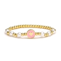 Goldenes Perlenarmband mit weißen Perlen und rosa Emaille Herzanhänger im欧美-Stil - Rosa