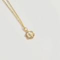 Collar medalla Virgen María con circonitas de corazón y baño de oro de 14K - Corazón María Estilo 2