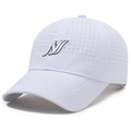 Weiße atmungsaktive Mesh-Baseballkappe mit besticktem Wellen-Logo für den Sommer - Verstellbar / Weiß