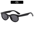 Gafas de sol ovaladas negras retro con montura gruesa y lentes gris oscuro - Montura Negra Lente Gris