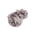 French retro satin scrunchie with mauve silk rose flower detail for women hair styling - Silver Gray