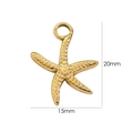 Detailed view of a gold starfish charm with 20mm by 15mm dimensions for DIY jewelry - 7058-Large Starfish