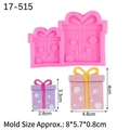 Stampo in silicone rosa per scatole regalo con fiocco e due decorazioni in argilla - Tipo 2-Scatola Regalo / Rosa