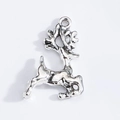 Macro view of silver reindeer charm pendant made of alloy for Christmas DIY jewelry - Silver Elk