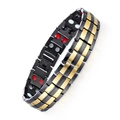 Men's titanium magnetic bracelet with black and gold stainless steel links and magnets - Black Double Gold Double Row 4-in-1
