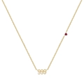 Gold angel number 999 necklace with red gemstone accent and titanium steel chain - 999
