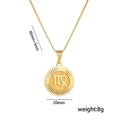 Collier en acier titane doré avec pendentif signe de la Vierge pour femme sur blanc - Vierge