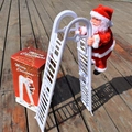 Electric climbing Santa Claus on ladder with gift box for Christmas home decoration - White Double Ladder