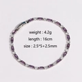 Silver bracelet with purple rectangular gemstones and clear round cubic zirconia accents - Purple Zirconia Bracelet
