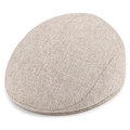 Berretto invernale beige da uomo con fodera in pile e finitura in tessuto premium - Beige (Lino) / 58cm