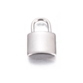 Polished silver stainless steel padlock pendant for DIY hip-hop jewelry making - 19x12 mm