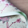 Vintage rose pattern waterproof bouquet wrapping paper with pink floral and green reverse side - Fragrant Rose / Light Spring Green