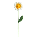 Handmade crochet white daisy with yellow center and green stem for home decoration - Daisy