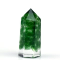 Green crystal resin pillar with natural stones for yoga energy and meditation - Emerald Glaze