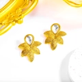 Pendientes de girasol vintage bañados en oro de 18K con cristales en fondo blanco - Girasol Vertical / Dorado