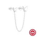 Minimalist S925 sterling silver butterfly stud earrings with tassel chain for women - #6 Butterfly Integrated Style / White Gold