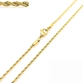 Polished gold twist rope chain necklace with secure lobster clasp for men and women - 2MM Width / 50CM Length / Gold