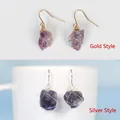 Orecchini di ametista naturale con avvolgimento in filo d'oro e d'argento - Avvolto in Filo d'Oro / Ametista