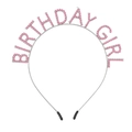 Cerchietto Birthday Girl con strass rosa e telaio in argento per festa compleanno - Fascia Rosa Singola