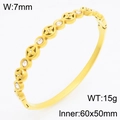 18K gold plated stainless steel clover bangle with sparkling white rhinestones and cutout details - Hollow Clover Pattern Style (KB210731-KSZ)