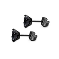 Minimalist black faceted gemstone stud earrings with butterfly back in titanium steel - 3mm / Black Color Black Zirconia