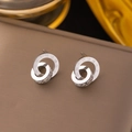Boucles d'oreilles en acier argenté avec chiffres romains et cristaux - G272 Boucles d'Oreilles Double Cercle Romain Argent