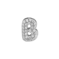 Mini silver bubble letter B pendant with sparkling cubic zirconia for DIY jewelry - Letter B / Silver