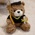Brown graduation teddy bear plush toy with black cap, gown and diploma certificate - Brown Graduation Bear