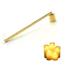 Close-up of golden polished stainless steel candle snuffer with a rotating cylinder head - Gold Candle Snuffer Tube